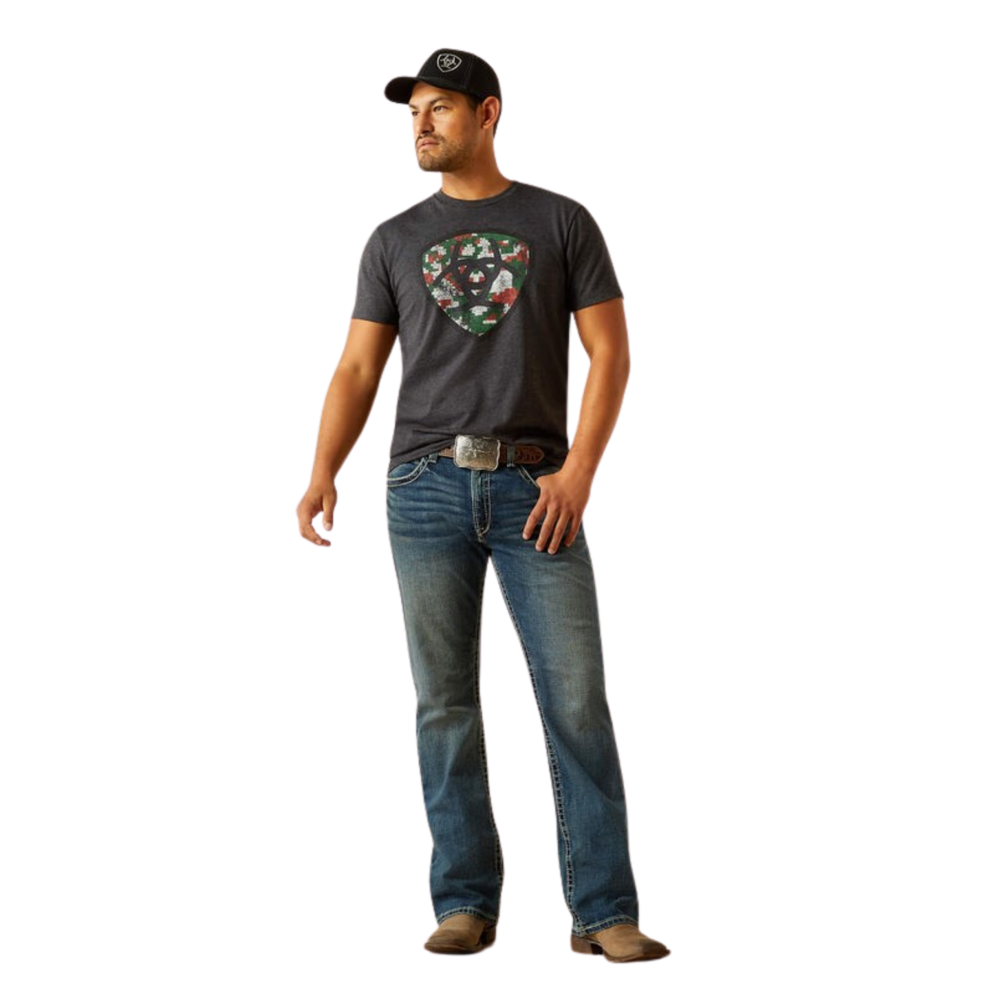 Ariat Men's Short Sleeve Mexidigi Distressed Tee Shirt- Charcoal Heather