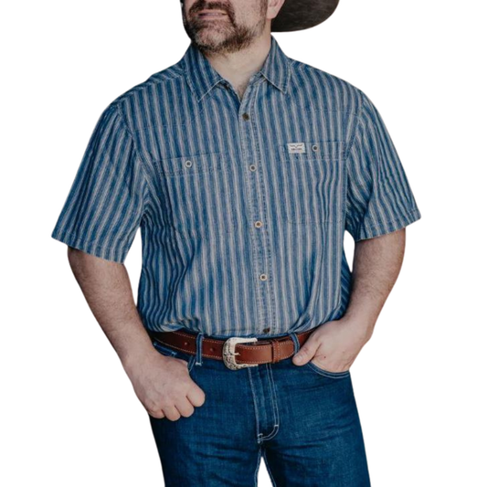 Kimes Men's Shifter Short Sleeve Shirt- Indigo Plaid