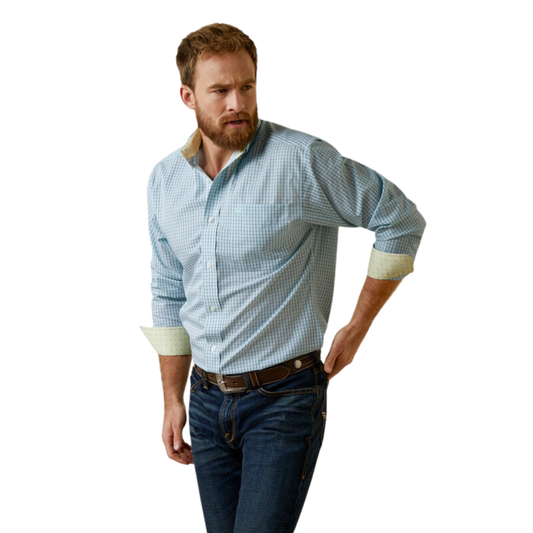 Ariat Men's Wrinkle Free Colten Classic Fit Shirt - Aqua