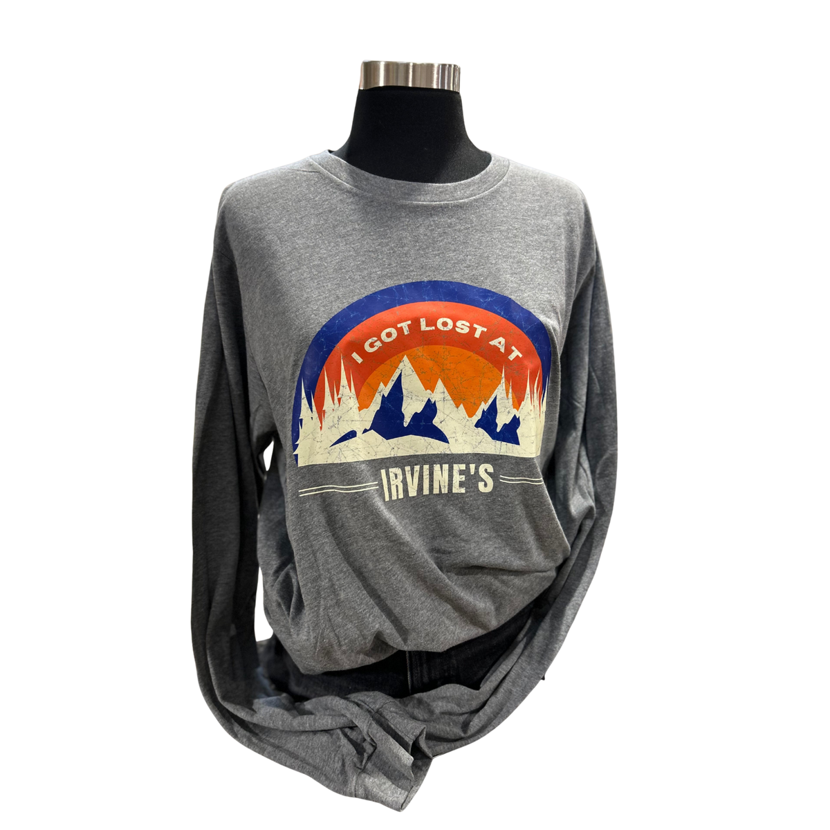 Irvine Unisex Long Sleeve Mountain T-Shirt - Heather Stone - Irvine Tack & Western Wear