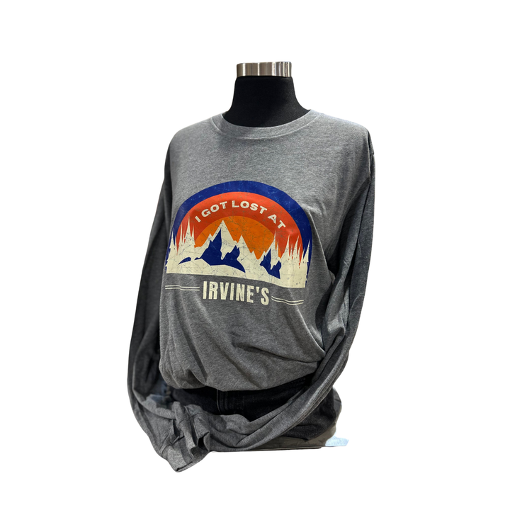 Irvine Unisex Long Sleeve Mountain T-Shirt - Heather Stone - Irvine Tack &amp; Western Wear