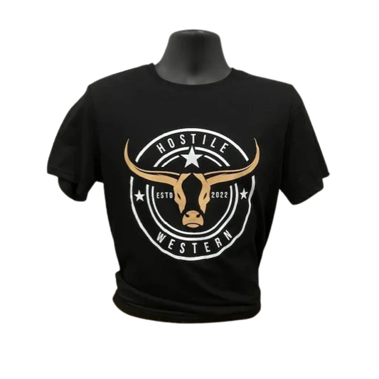 Hostile Western Men's Short Sleeve Tee Shirt- Black