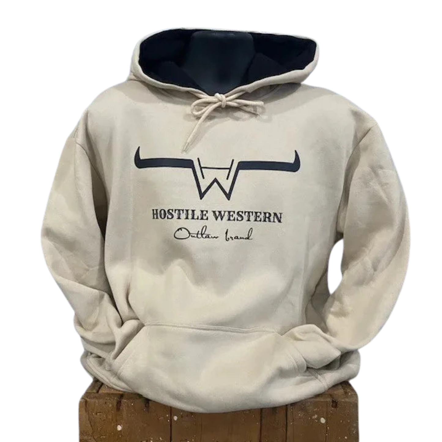Hostile Western Unisex Long Sleeve Hoodie- Sand/Black