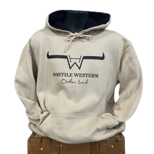 Hostile Western Unisex Long Sleeve Hoodie- Sand/Black
