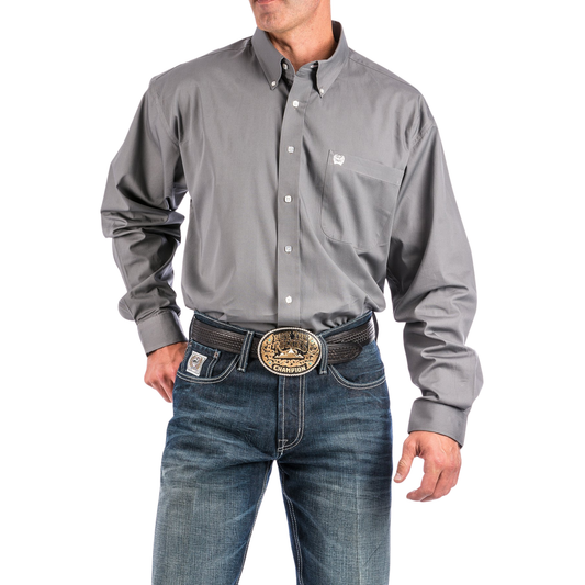 Cinch Men's Classic Fit Solid Button-Down Long Sleeve Shirt - Grey