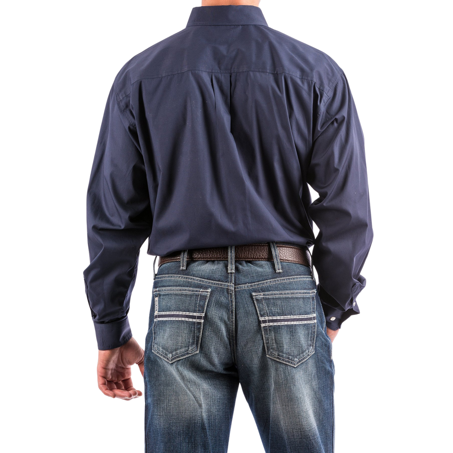 Cinch Men's Classic Fit Solid Button-Down Long Sleeve Shirt - Navy