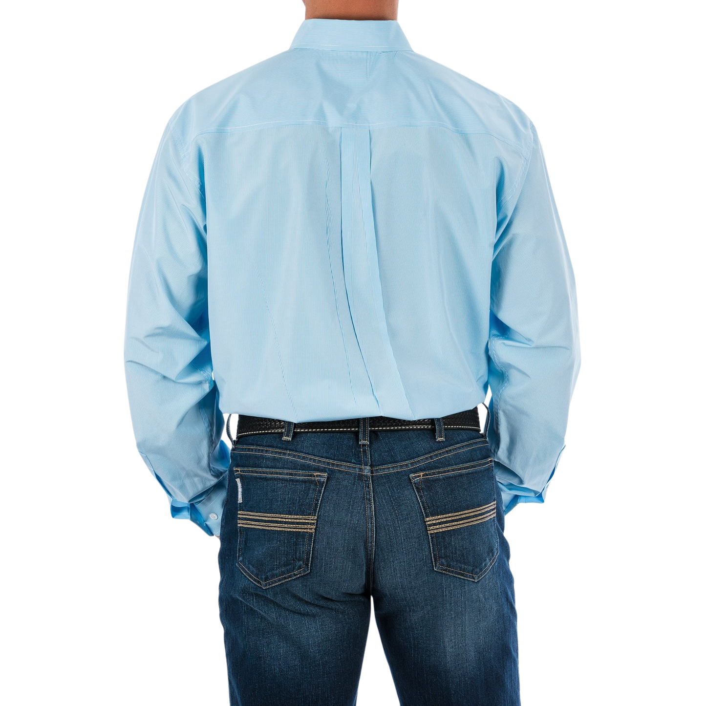 Cinch Men's Classic Fit Micro-Stripe Button-Down Long Sleeve Shirt - Light Blue