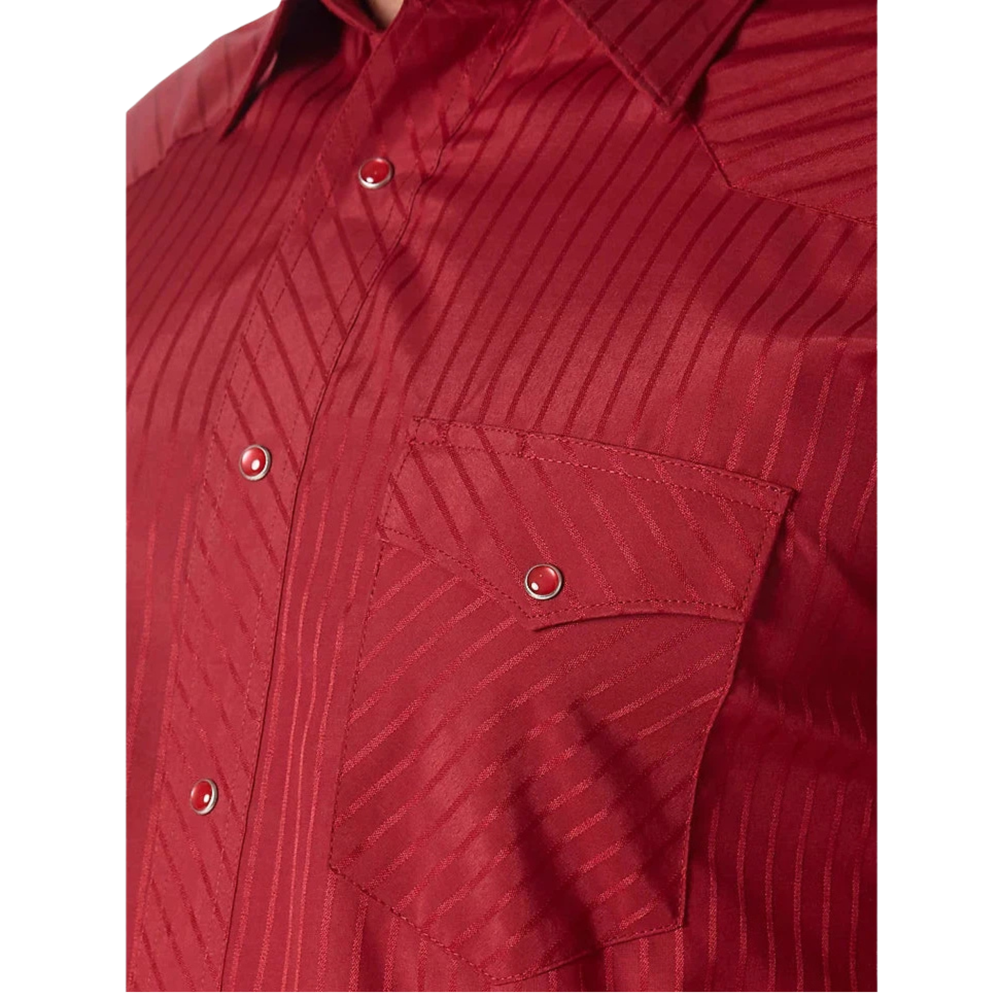 Wrangler Men's Long Sleeve Snap Dobby Stripe Shirt - Red