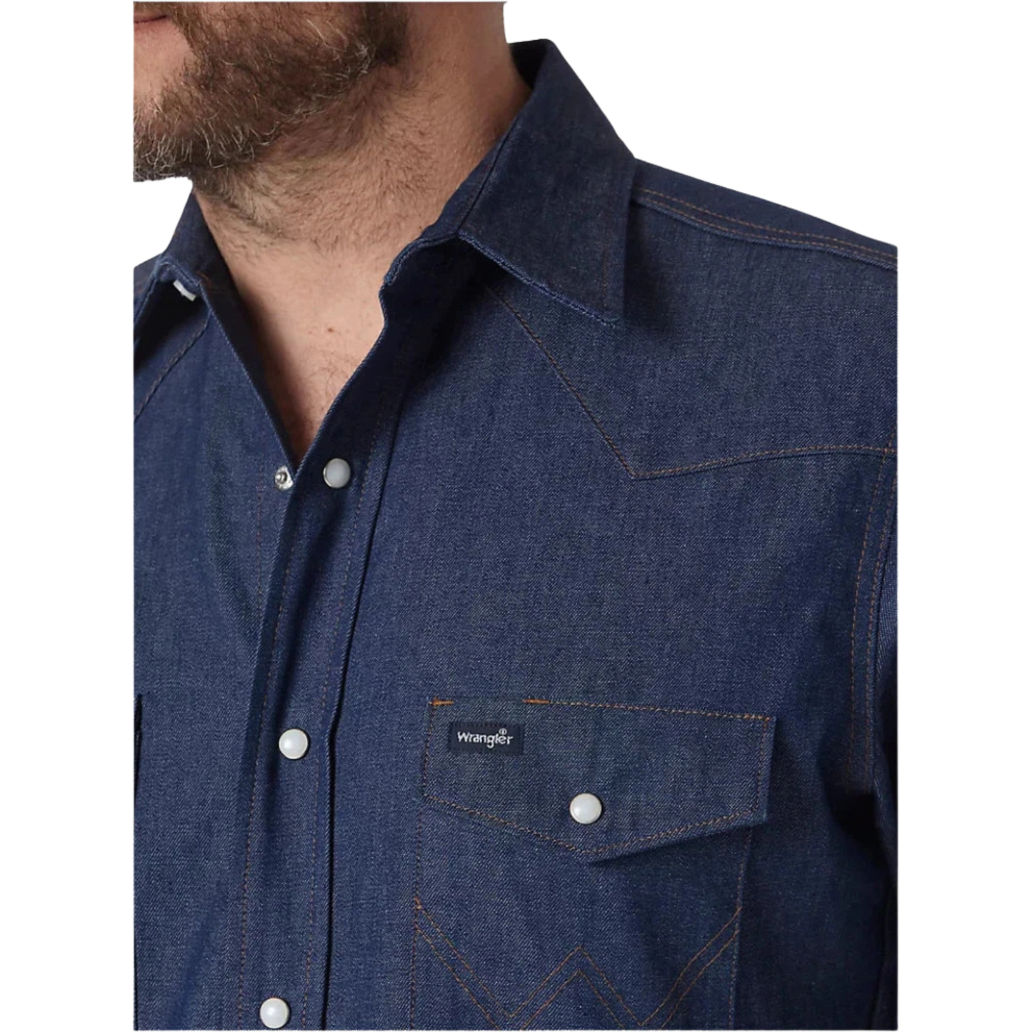 Wrangler Men's Cowboy Cut Firm Finish Denim Short Sleeve Western Work Shirt - Rigid Indigo
