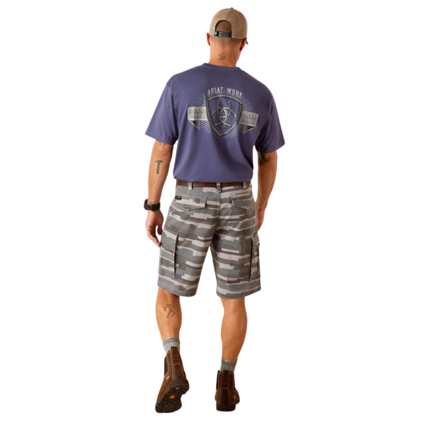 Ariat Men's Rebar DuraStretch Made Tough Cargo Shorts - Rebar Grey Masonry Camo