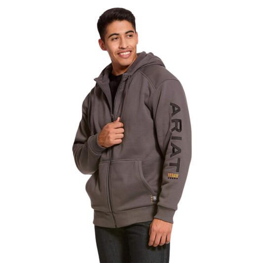 Ariat Men's Rebar All-Weather Full Zip Hoodie Rebar Grey