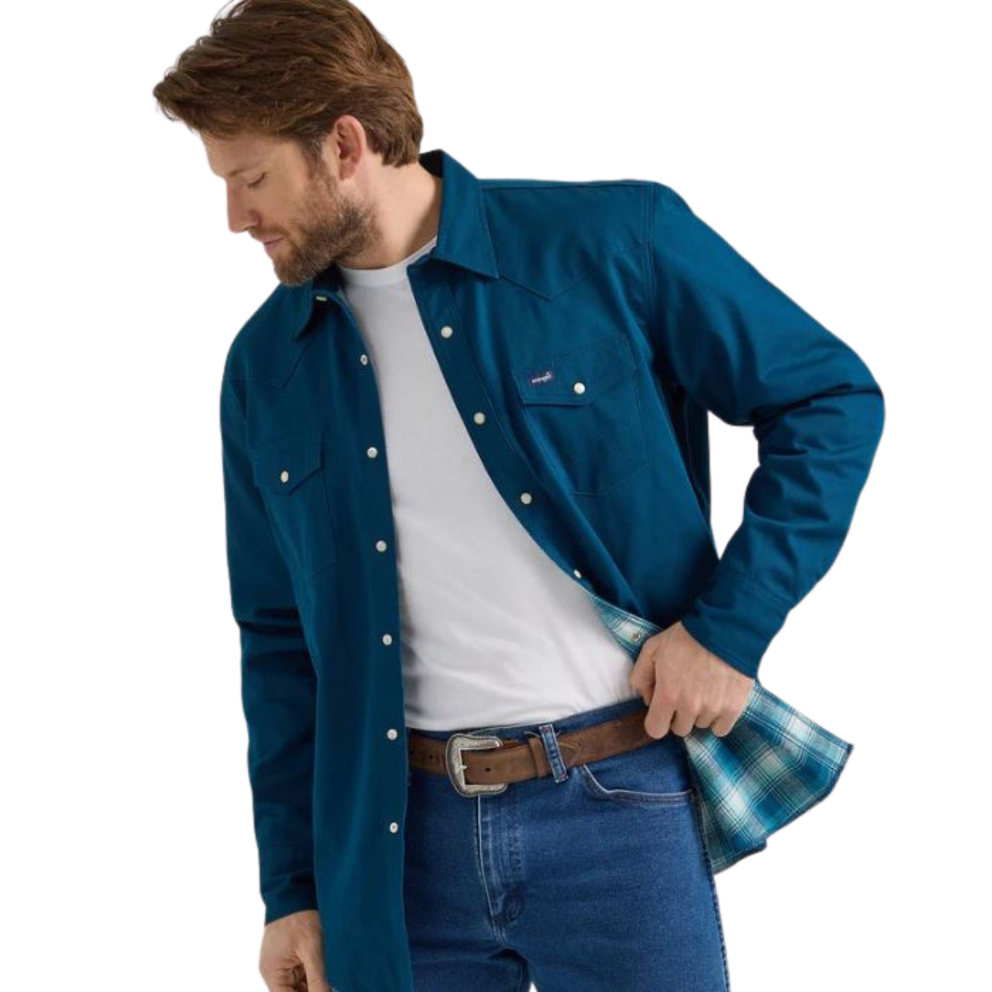 Wrangler  Men's Flannel Lined Long Sleeve Work Shirt- Deep Teal