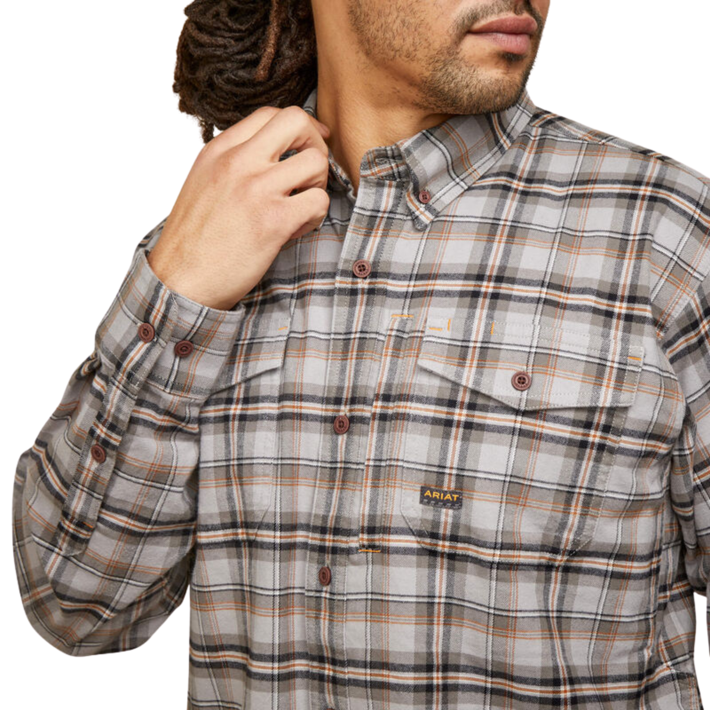 Ariat Men's Rebar Flannel DuraStretch Work Shirt - Alloy Plaid