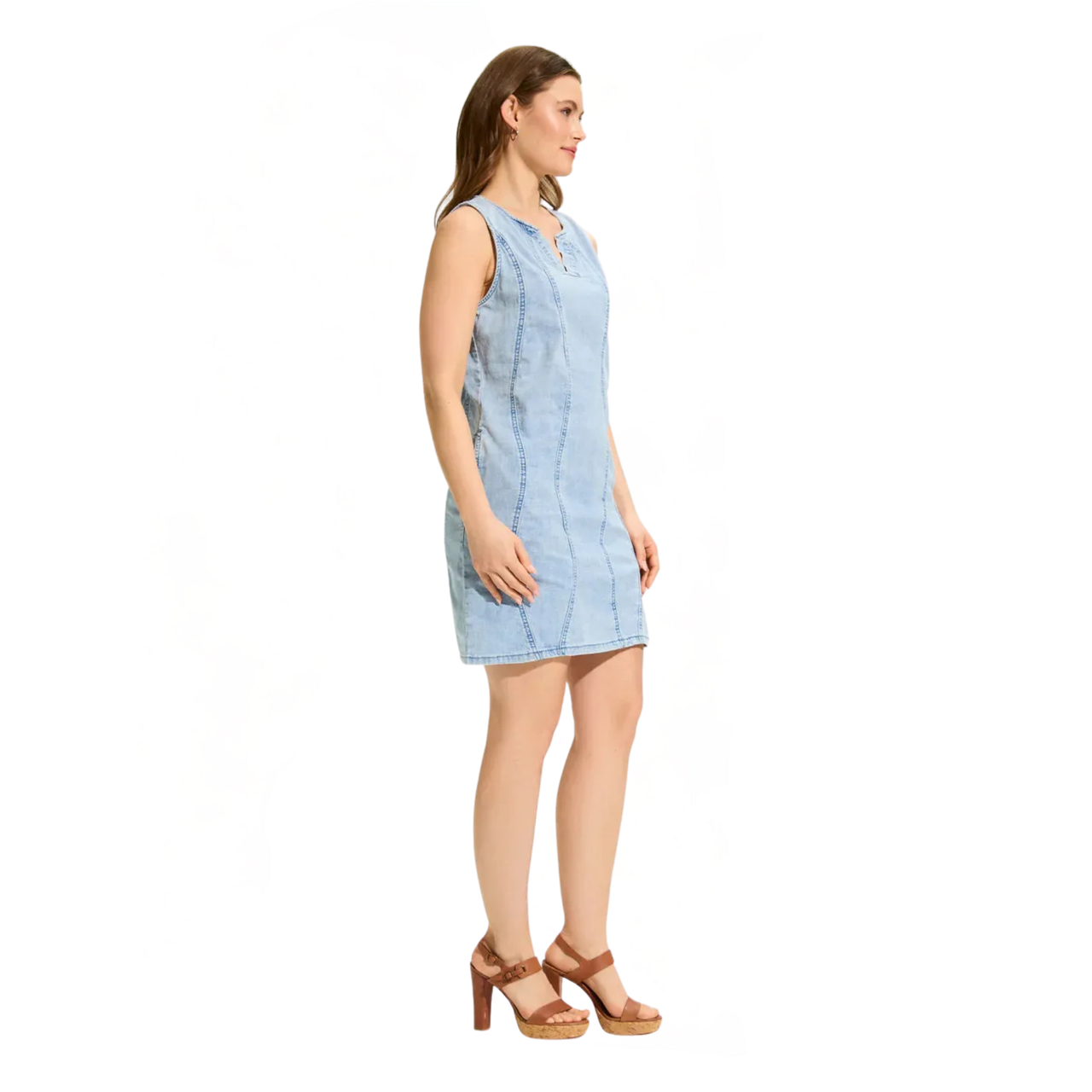 French Dressing Women's Denim Wave Dress- Powder Wash
