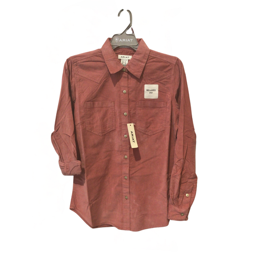 Ariat Women's Billie Jean Long Sleeve Corded Shirt- Light Mahogany