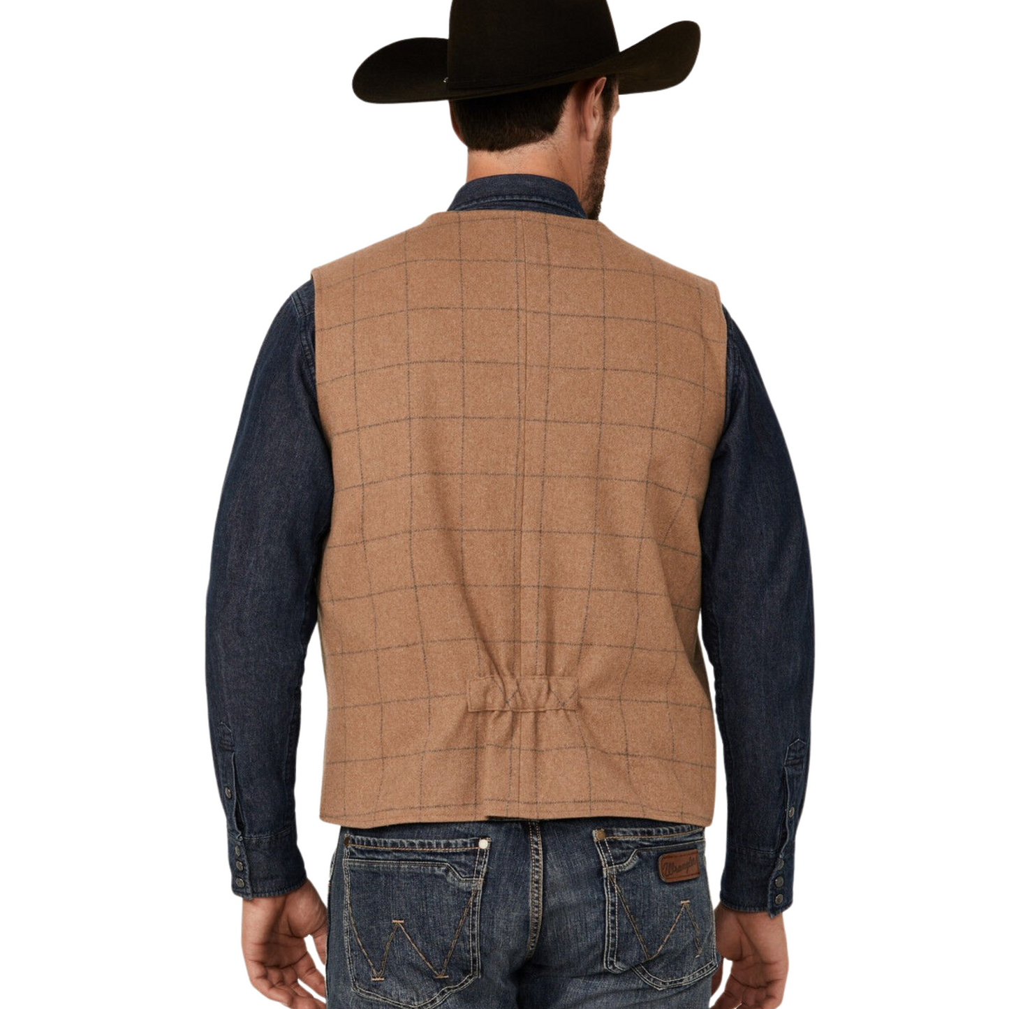 Powder River Men's Plaid Wool Vest - Tan