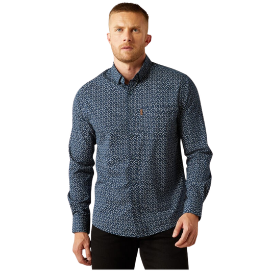 Ariat Men's Long Sleeve Marin Modern Fit Shirt- Navy