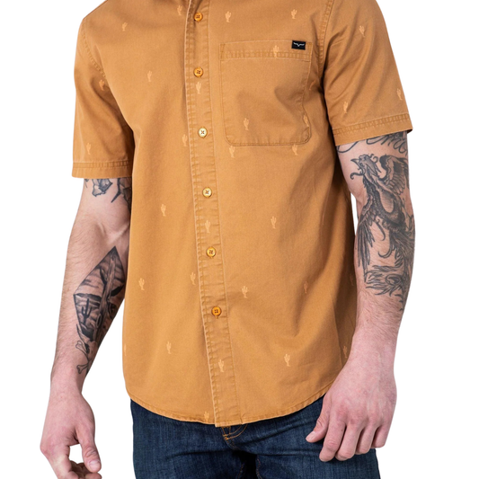 Kimes Men's Cisco Dress Short Sleeve Shirt - Brown