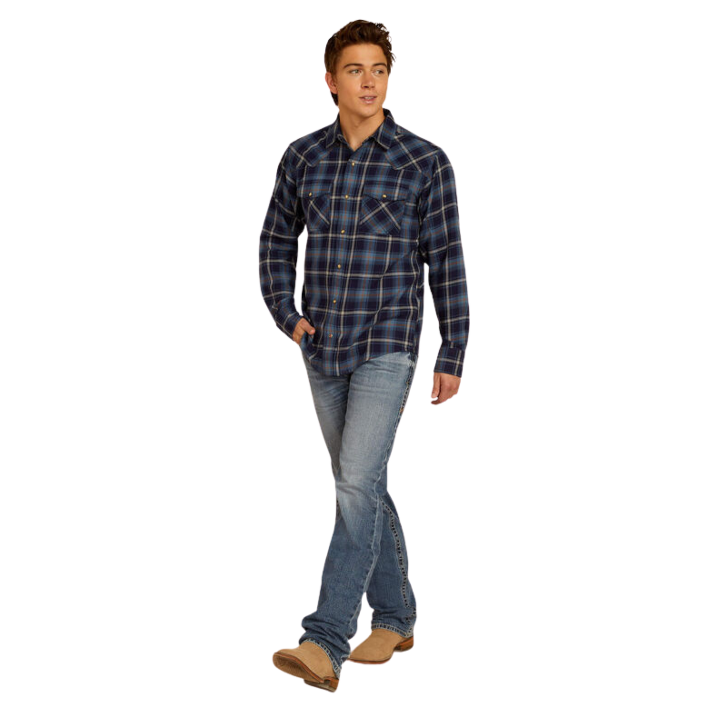 Ariat Men's Hugo Retro Fit Long Sleeve Shirt- Maritime Blue