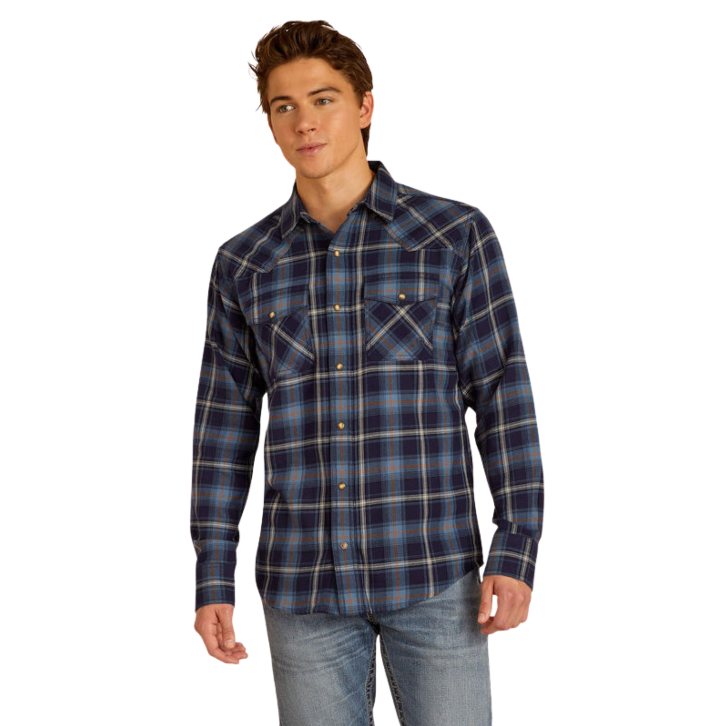 Ariat Men's Hugo Retro Fit Long Sleeve Shirt- Maritime Blue