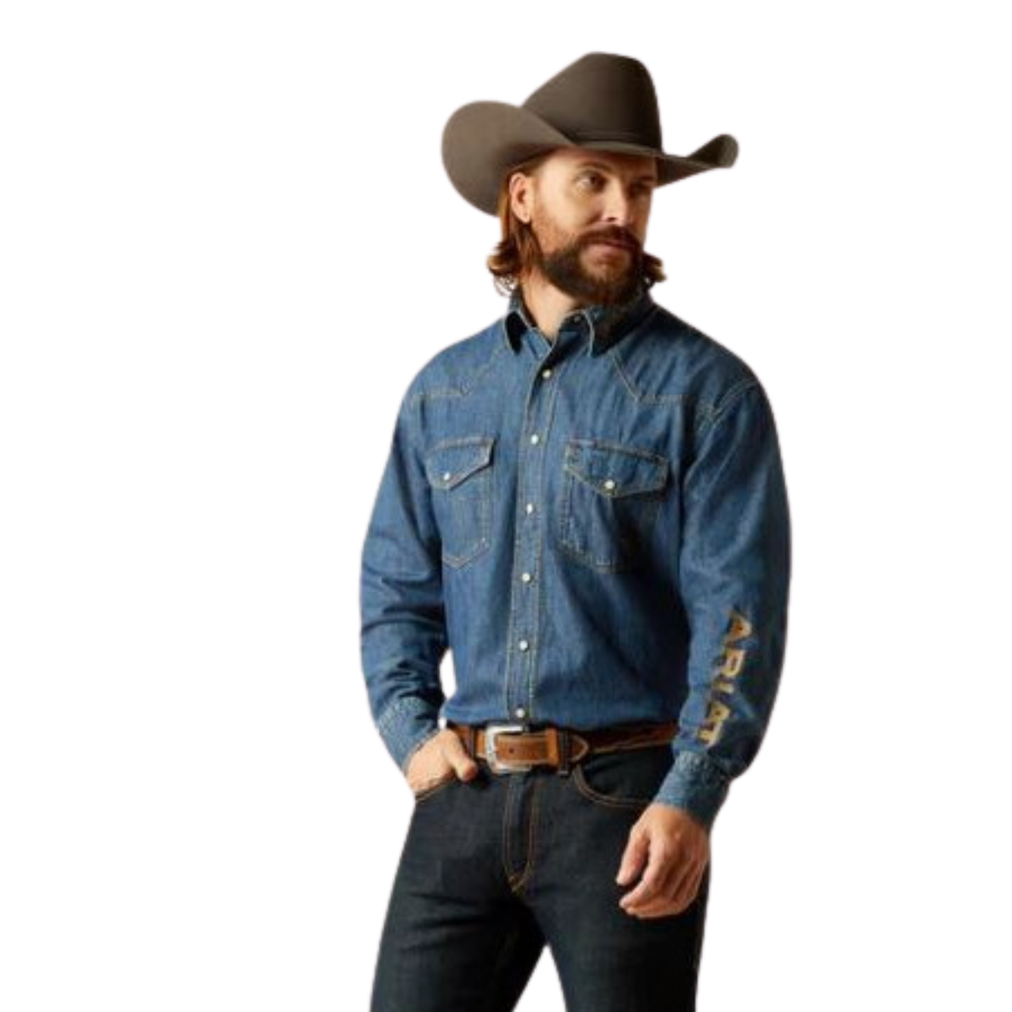 Ariat Men's Team Snap Long Sleeve Shirt - Denim
