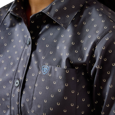 Ariat Girl's Team Kirby Long Sleeve Shirt - Navy Horseshoe