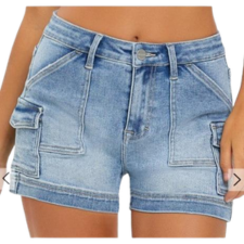 Risen Women's High Rise Side Cargo Pocket Shorts - Light