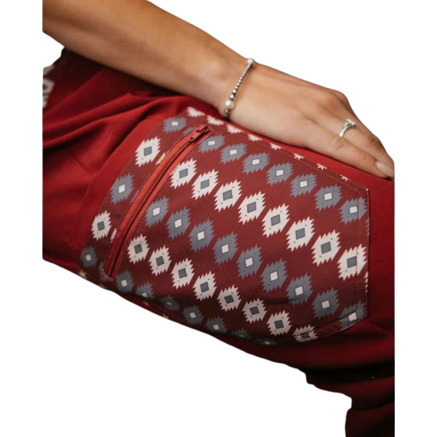 Spurrin' Scrubs Aztec Jogger Pants - Maroon