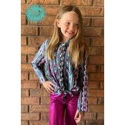Sterling Kreek Girl's Southern Soul Long Sleeve Shirt - Turquoise & Black