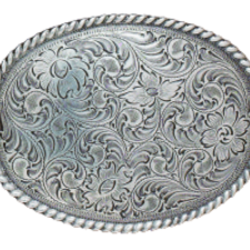 Nocona Men's Oval Floral Scrolled Buckle - Silver