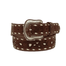 Nocona Men's Floral Pierced Belt - Tan