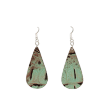 Blazin Faux Leather Croc Roxx Earrings - Turquoise/Brown
