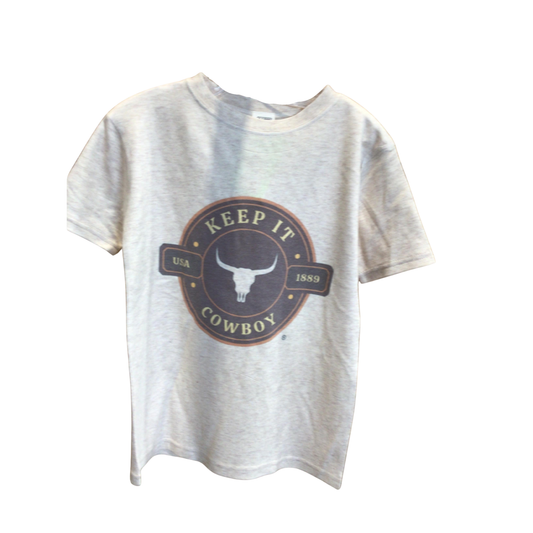 Ranch Raised Boy's  Short Sleeve  Keep It Cowboy Tee Shirt