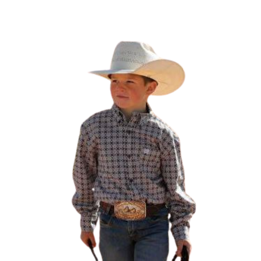 Cinch Boys Long Sleeve Print Shirt - Grey