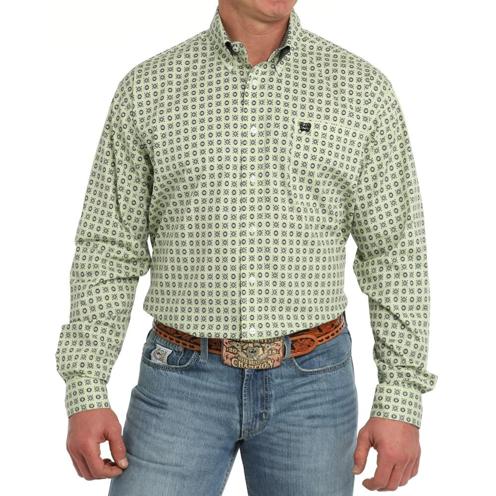 Cinch Men's Long Sleeve Print Shirt - Lime