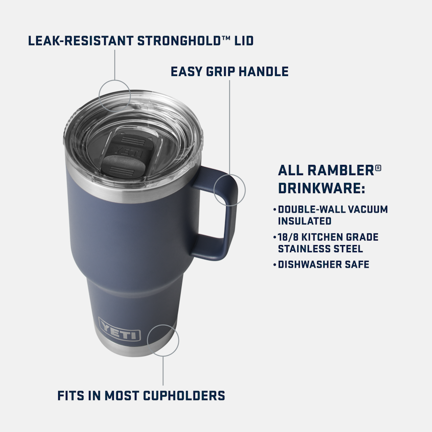 Yeti Rambler 887ml Travel Mug w/Stronghold Lid - Wetlands Brown