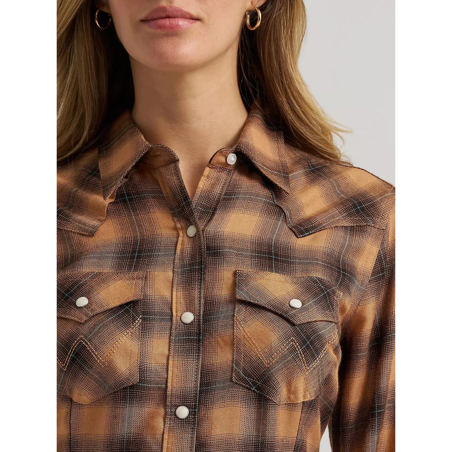 Wrangler Women's Western Plaid Flannel Maxi Shirt Dress - Brown