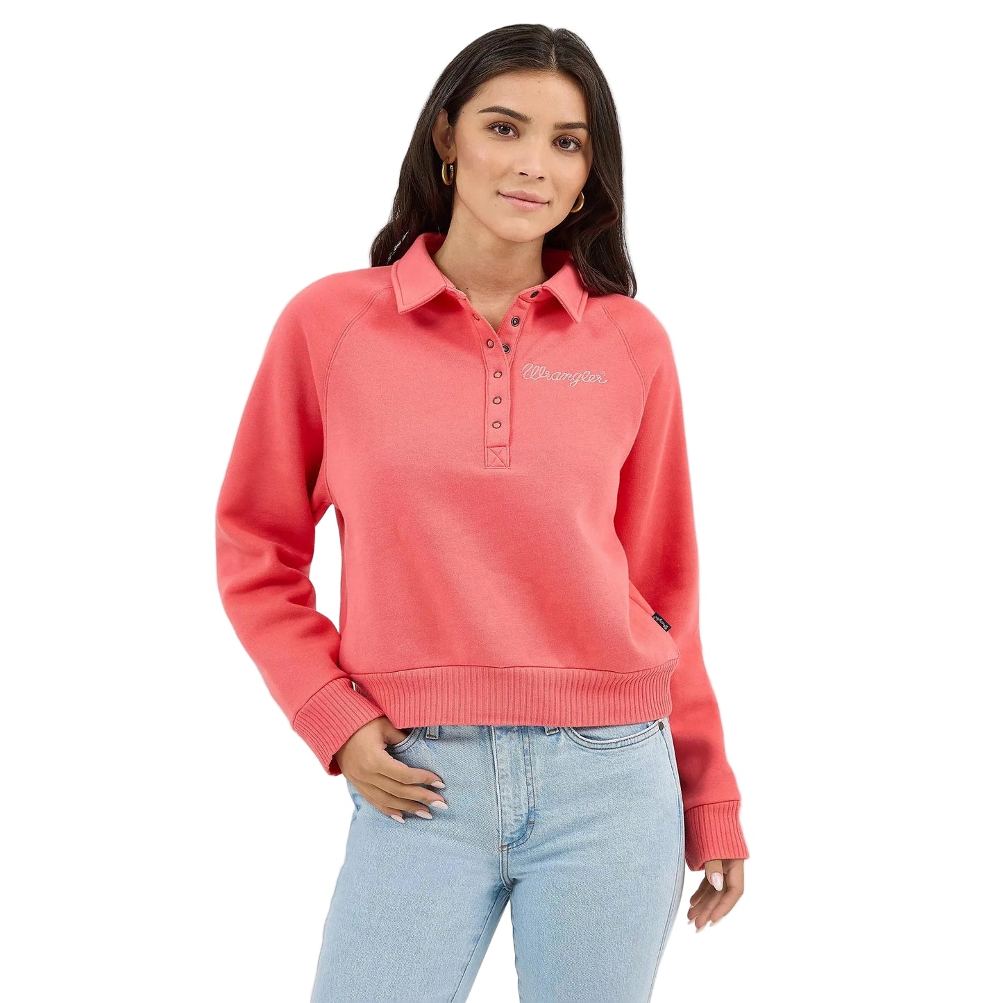 Wrangler Women's Retro Half Snap Collared Pullover - Pink