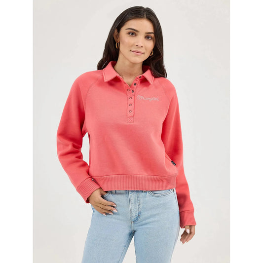 Wrangler Women's Retro Half Snap Collared Pullover - Pink