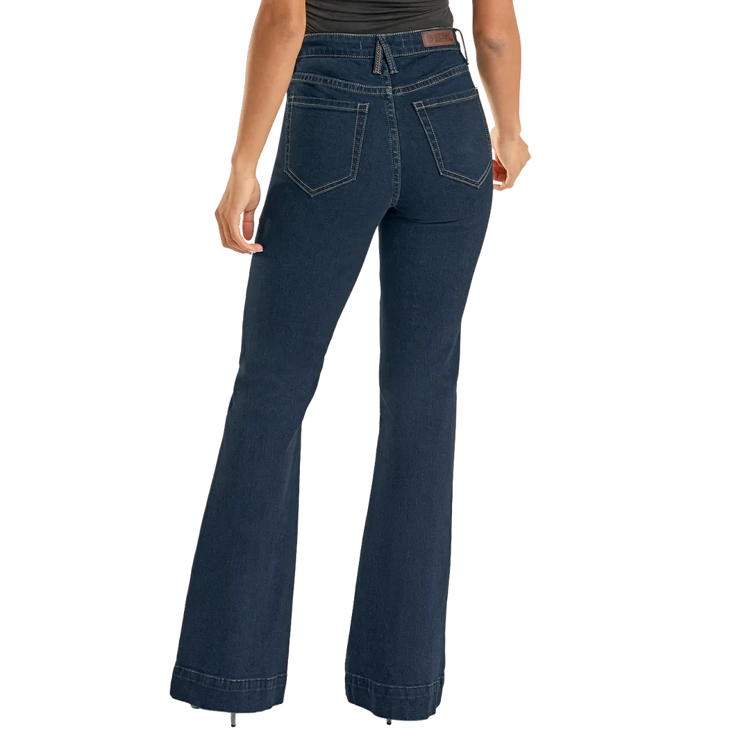 Rock & Roll Women's Carpenter Pocket High Rise Trouser Jeans - Dark Wash