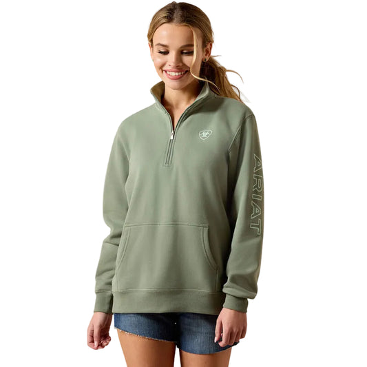 Ariat Women's Foundation Logo 1/2 Zip Long Sleeve Sweatshirt - Sea Spray - Irvine Tack & Western Wear