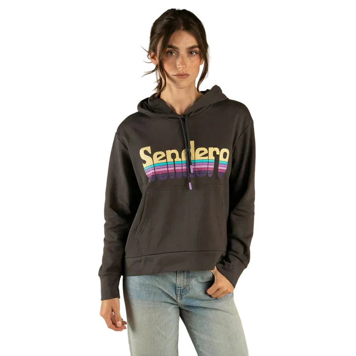 Sendero Women's Retro Logo Boxy Crop Hoodie - Vintage Black - Irvine Tack & Western Wear