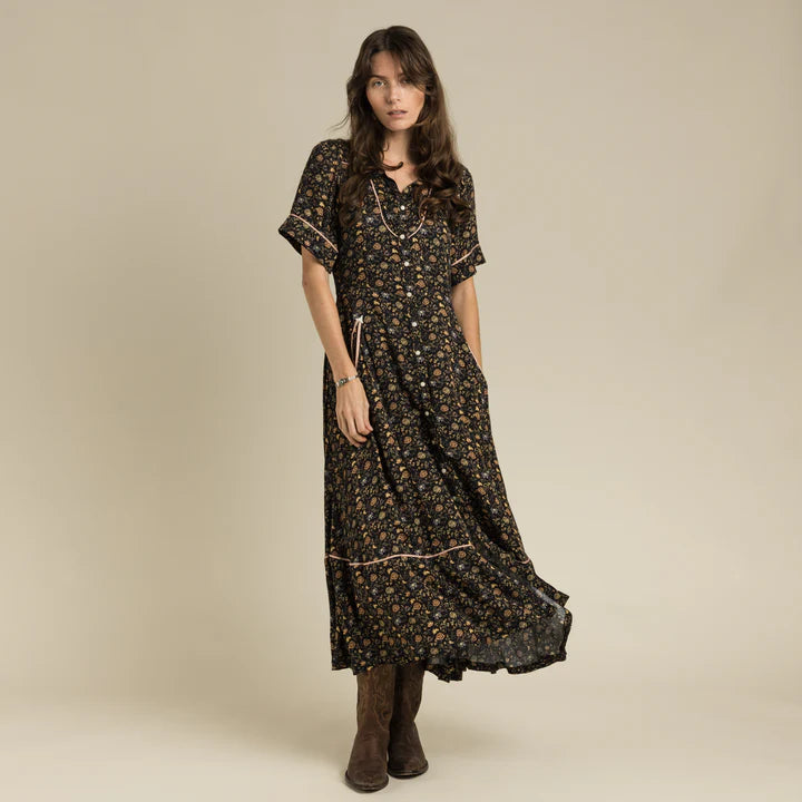 Sendero Women's La Dahlia Dress - Black Floral - Irvine Tack & Western Wear