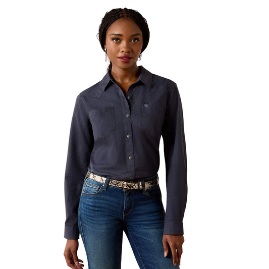 Ariat Women's Billie Jean Long Sleeve Shirt - Ombre Blue Dobby