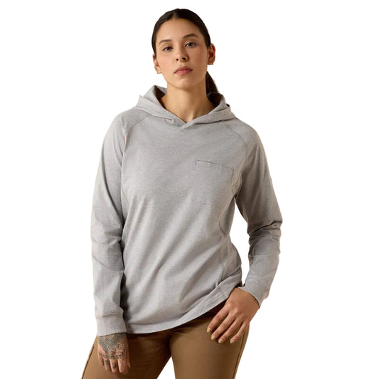 Ariat Women's FR Air Hooded Long Sleeve Top - Silver Fox Heather