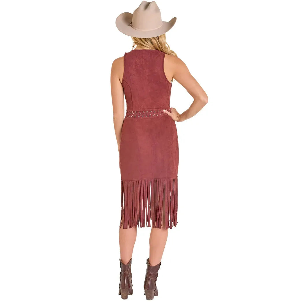 Rock & Roll Women's Microsuede Fringe Midi Dress - Multiple Colours