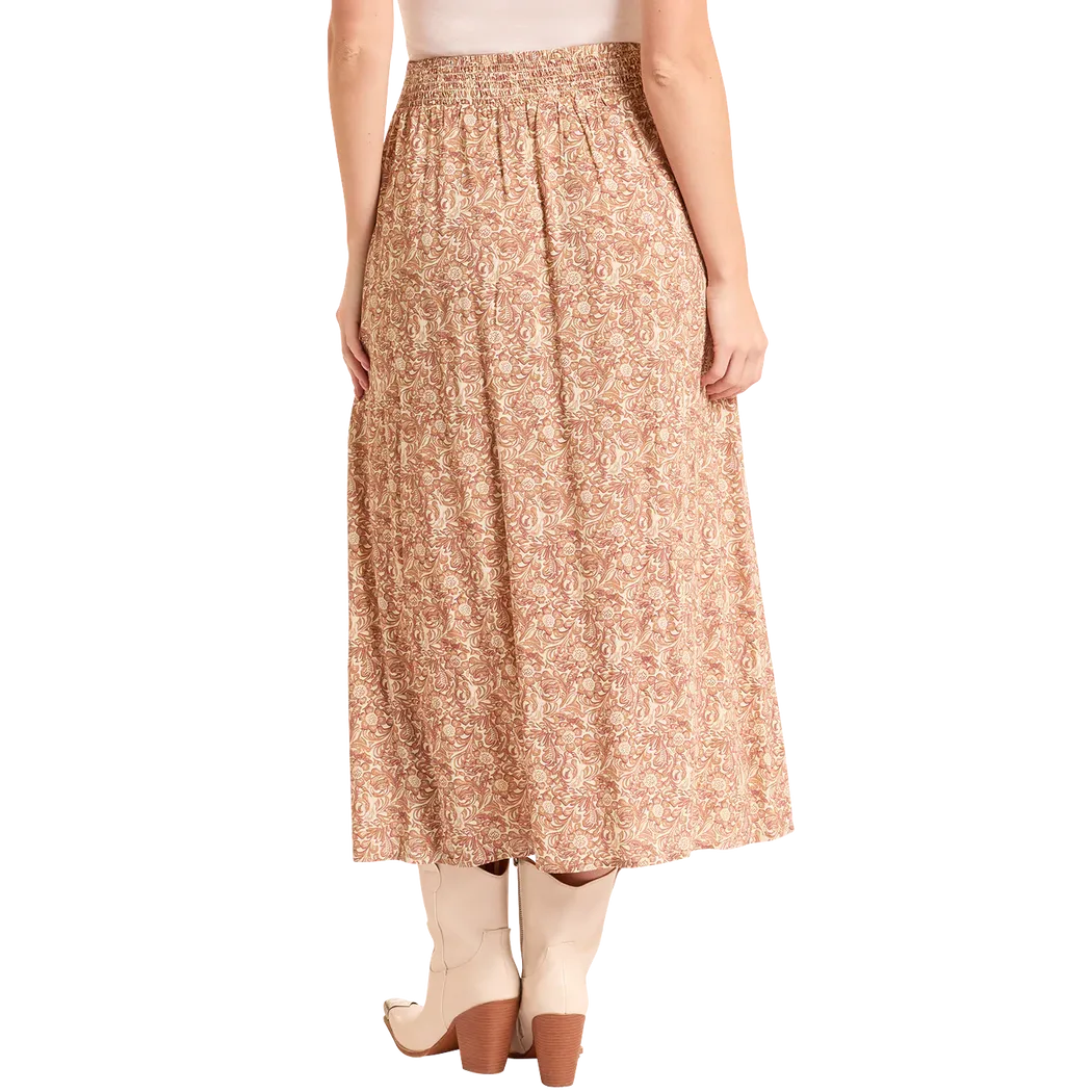 Panhandle Slim Women's Tooled Print Maxi Skirt - Tan