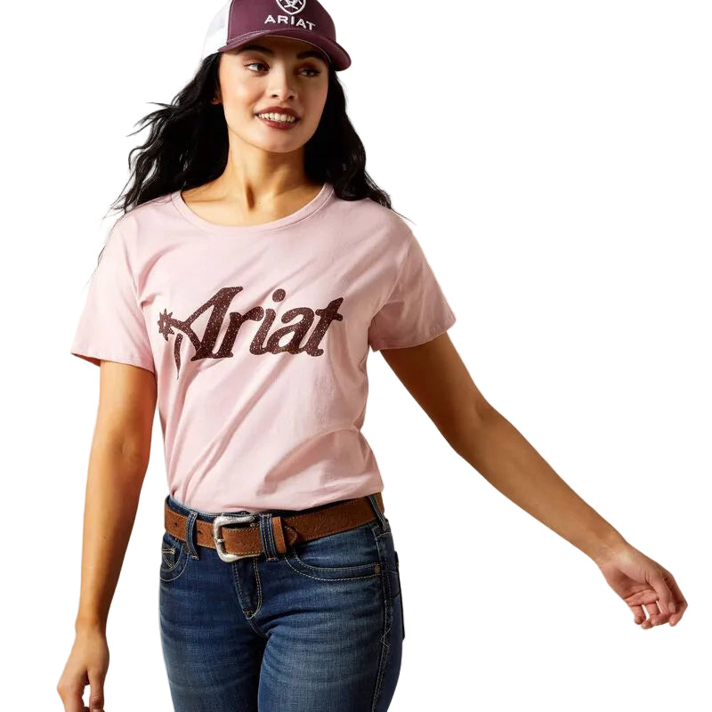 Ariat Women's Ariat Spur Script Short Sleeve Tee Shirt - Dusty Pink