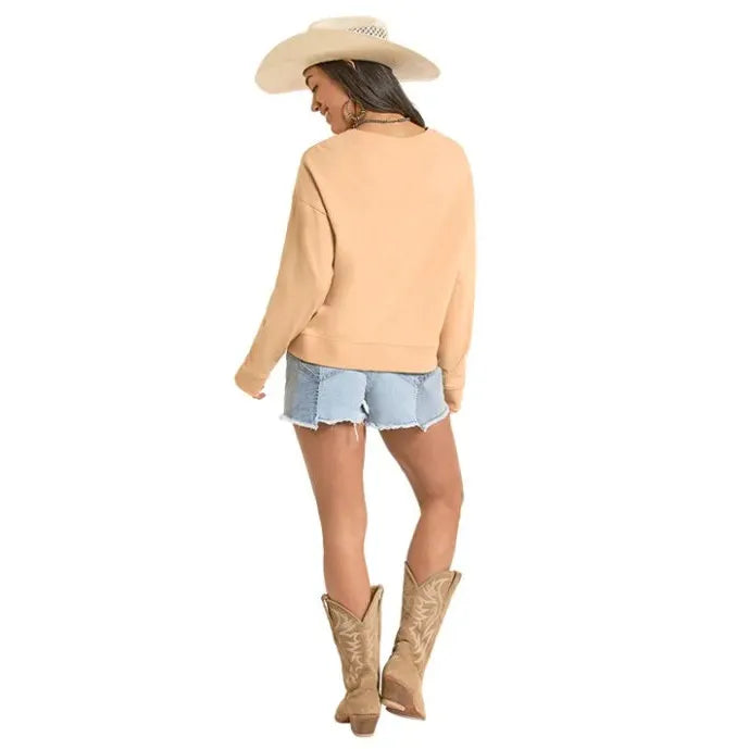 Panhandle Women's Horse Graphic Long Sleeve Pullover - Tan
