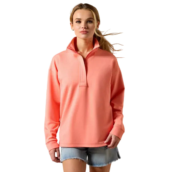 Ariat Women's Breeze Logo 1/2 Zip Long Sleeve Sweatshirt - Shell Pink